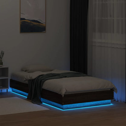 Bedframe Met Led-Verlichting Bruin Eikenkleurig 90X190 Cm