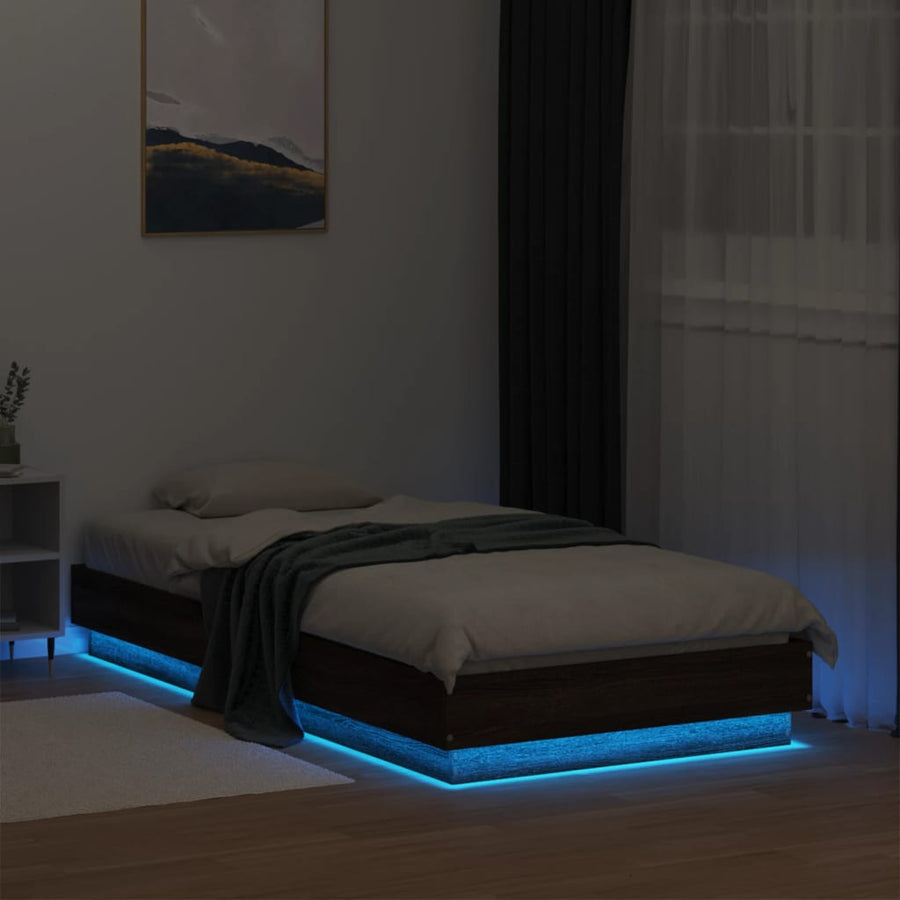 Bedframe Met Led-Verlichting Bruin Eikenkleurig 90X190 Cm