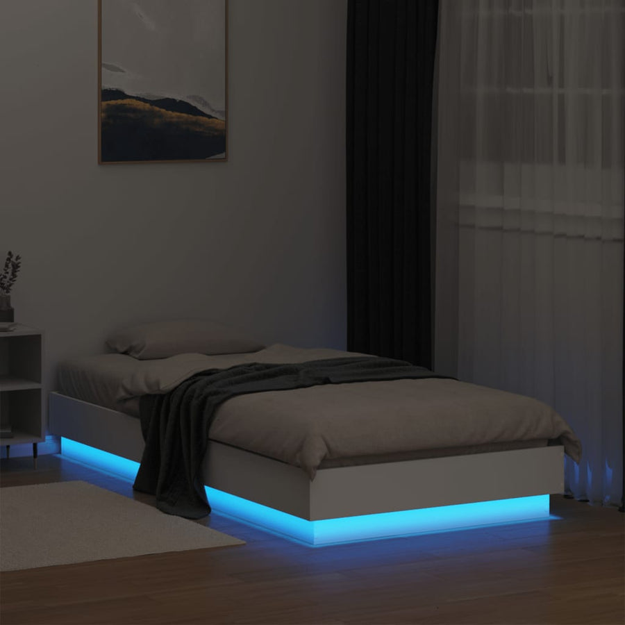 Bedframe Met Led-Verlichting Wit 75X190 Cm