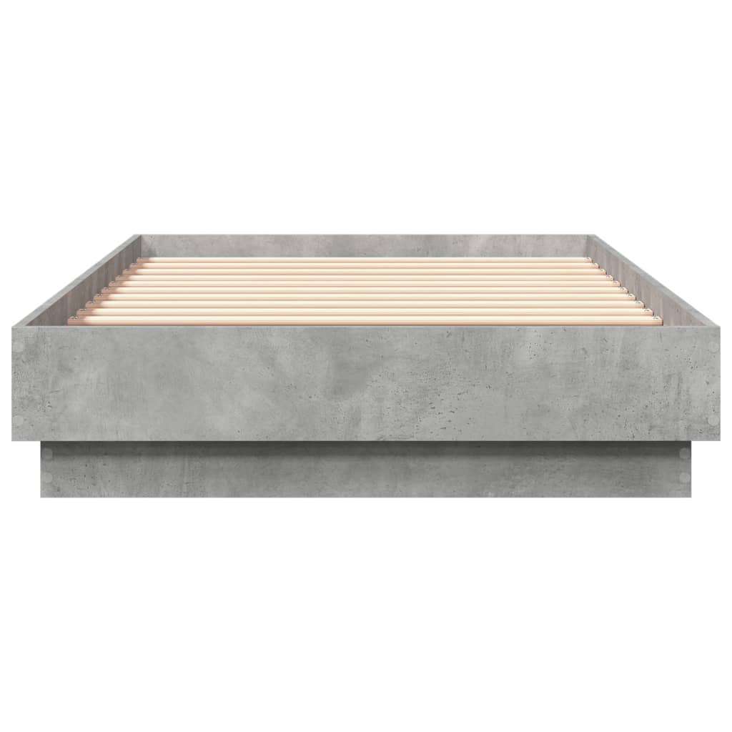 Bedframe Met Led-Verlichting Betongrijs 75X190 Cm Blauw