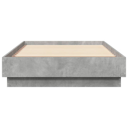 Bedframe Met Led-Verlichting Betongrijs 75X190 Cm Blauw