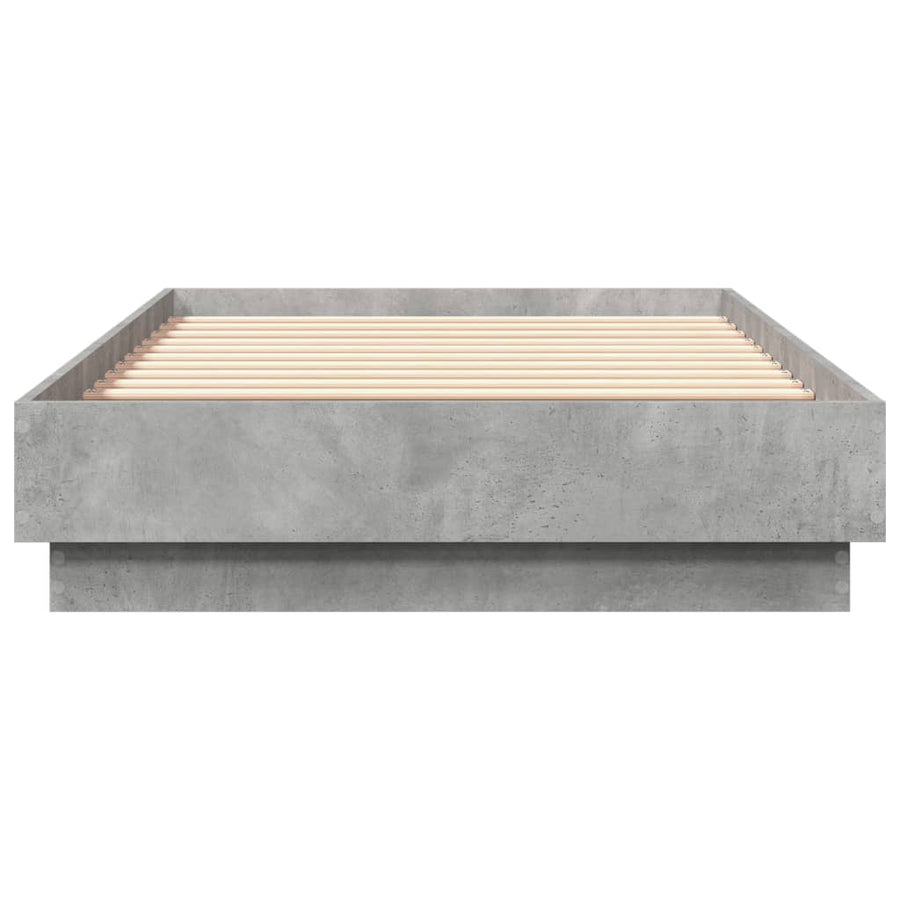 Bedframe Met Led-Verlichting Betongrijs 75X190 Cm Blauw