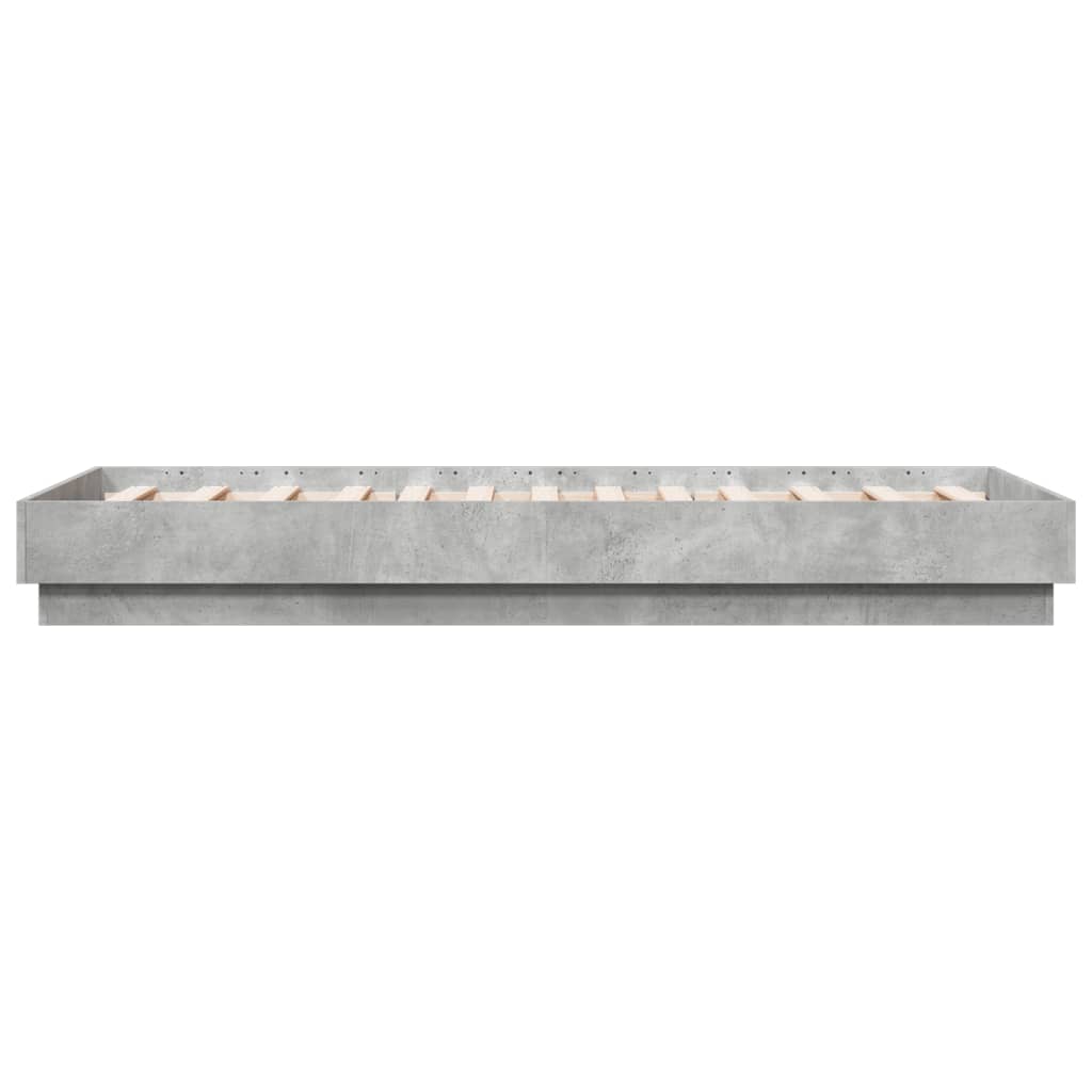 Bedframe Met Led-Verlichting Betongrijs 75X190 Cm Blauw