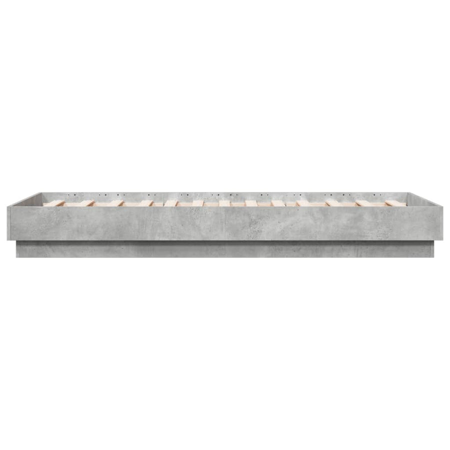 Bedframe Met Led-Verlichting Betongrijs 75X190 Cm Blauw