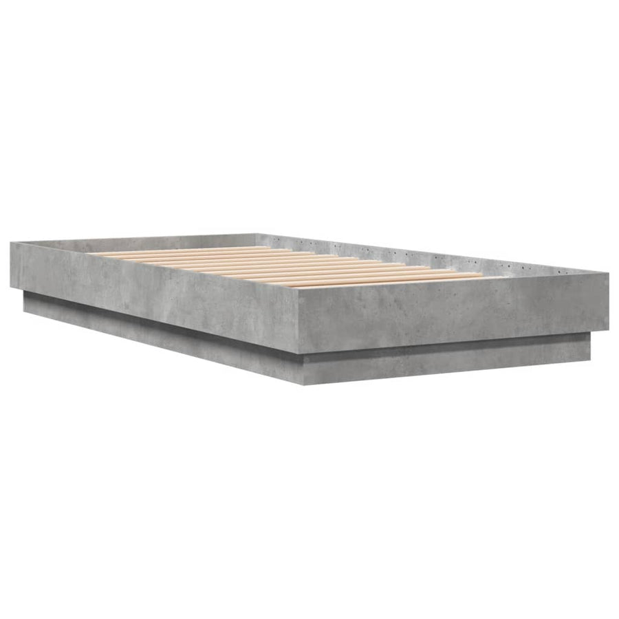 Bedframe Met Led-Verlichting Betongrijs 75X190 Cm Blauw