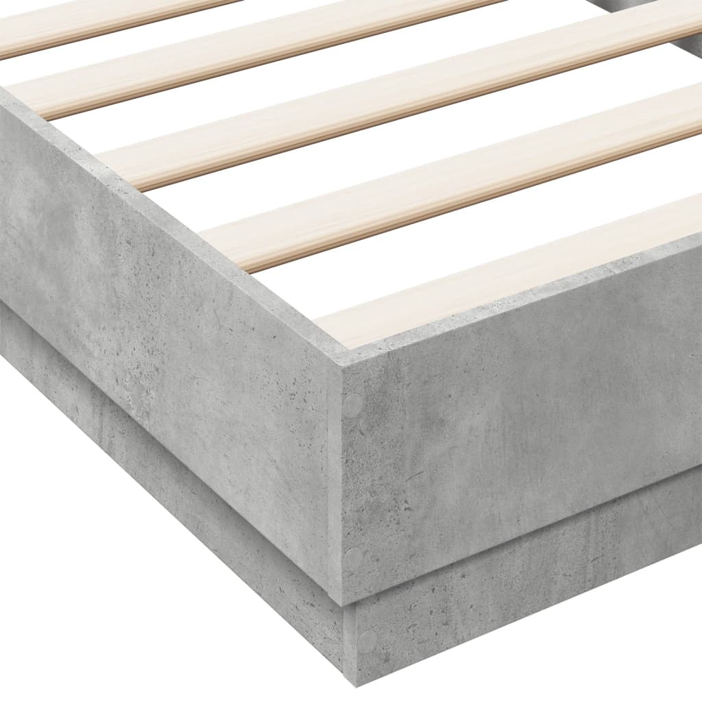 Bedframe Met Led-Verlichting Betongrijs 75X190 Cm Blauw