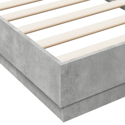 Bedframe Met Led-Verlichting Betongrijs 75X190 Cm Blauw