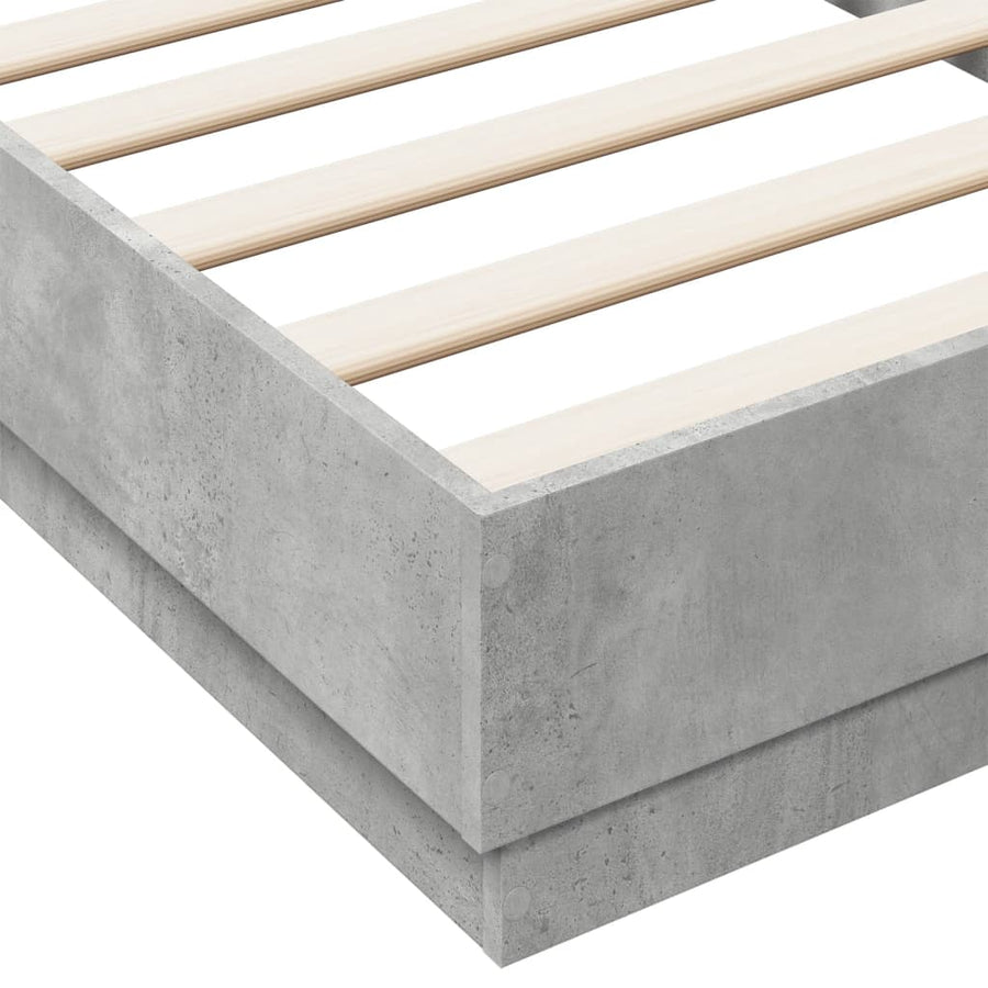Bedframe Met Led-Verlichting Betongrijs 75X190 Cm Blauw