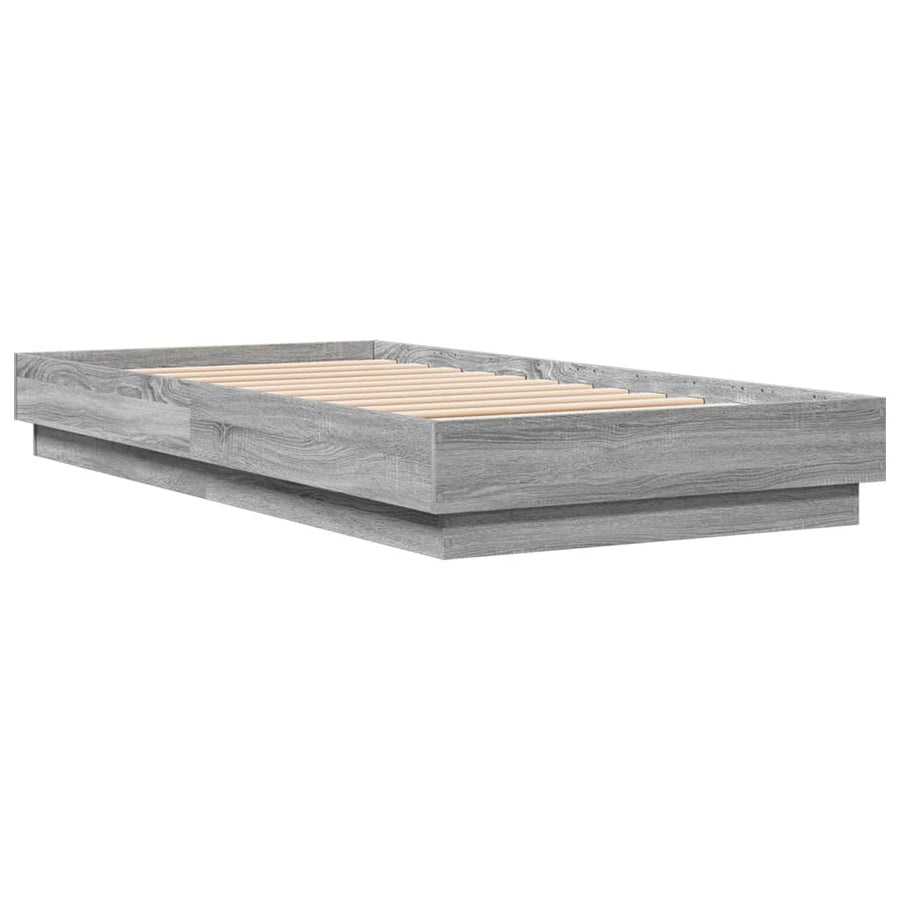 Bedframe Met Led-Verlichting Grijs Sonoma Eikenkleur 75X190 Cm