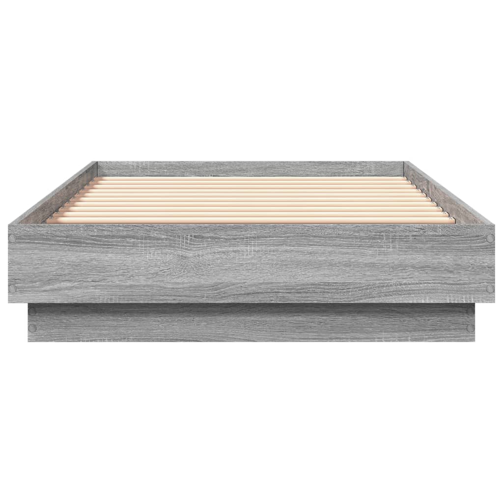 Bedframe Met Led-Verlichting Grijs Sonoma Eikenkleur 75X190 Cm