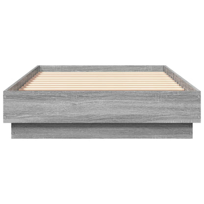 Bedframe Met Led-Verlichting Grijs Sonoma Eikenkleur 75X190 Cm