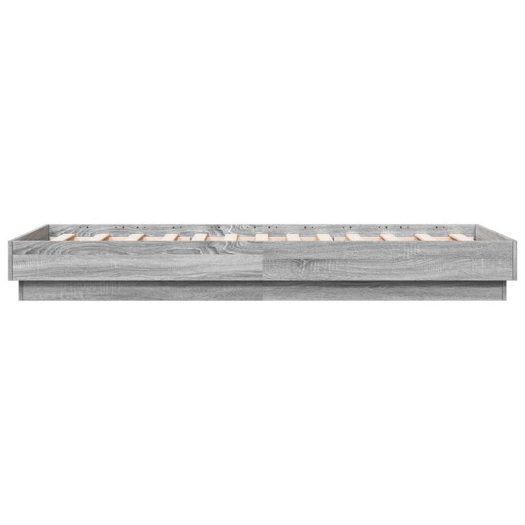 Bedframe Met Led-Verlichting Grijs Sonoma Eikenkleur 75X190 Cm