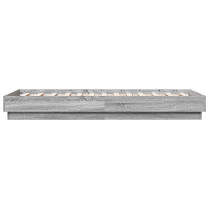Bedframe Met Led-Verlichting Grijs Sonoma Eikenkleur 75X190 Cm
