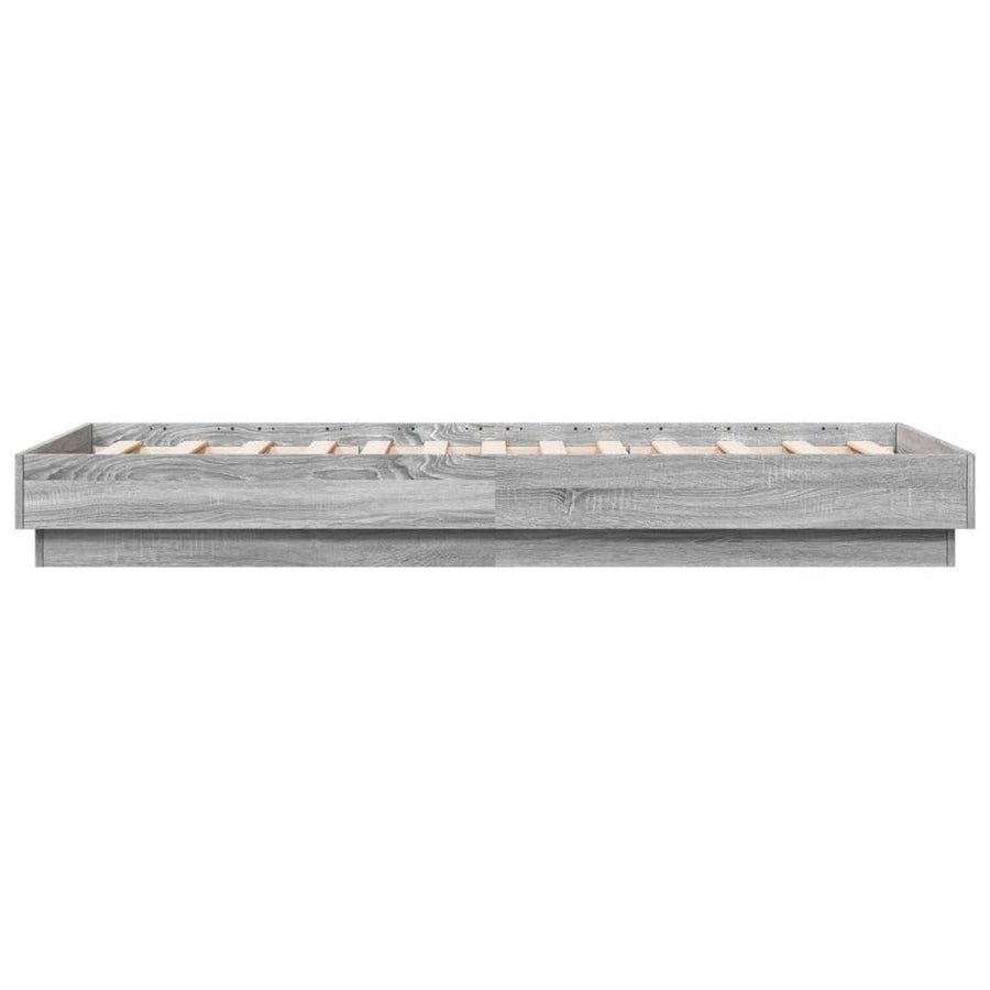 Bedframe Met Led-Verlichting Grijs Sonoma Eikenkleur 75X190 Cm