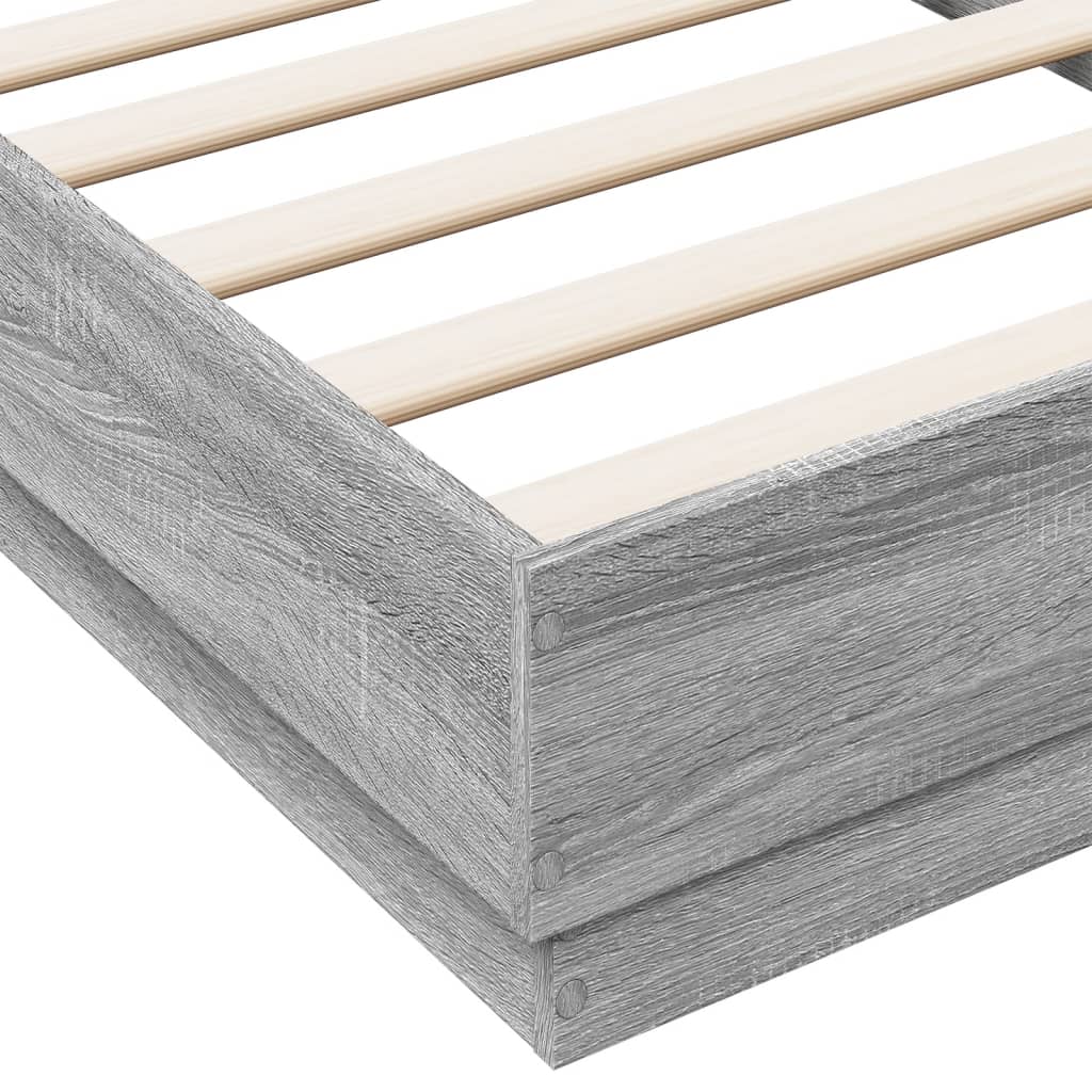 Bedframe Met Led-Verlichting Grijs Sonoma Eikenkleur 75X190 Cm