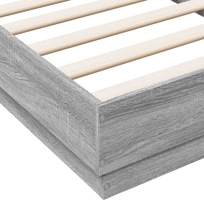 Bedframe Met Led-Verlichting Grijs Sonoma Eikenkleur 75X190 Cm