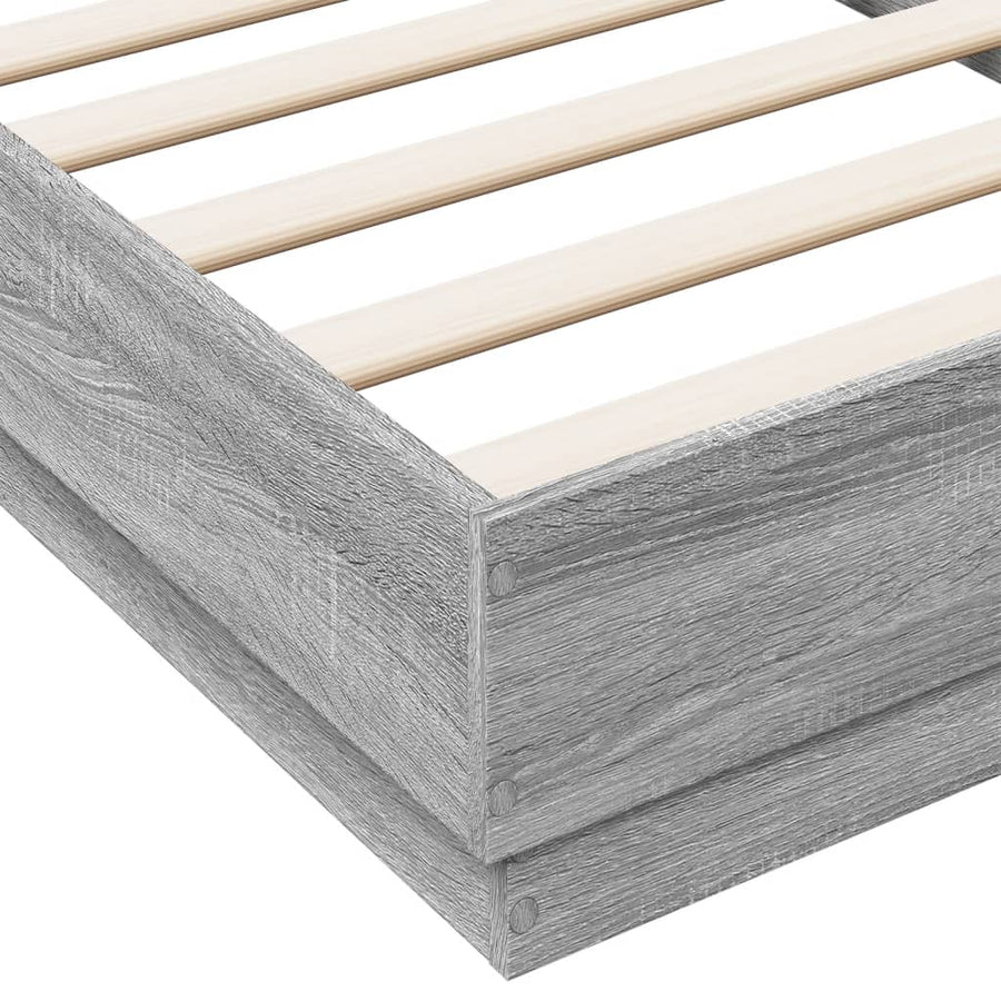 Bedframe Met Led-Verlichting Grijs Sonoma Eikenkleur 75X190 Cm