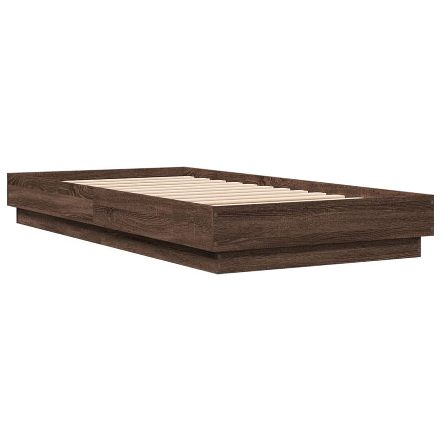 Bedframe Met Led-Verlichting Bruin Eikenkleurig 75X190 Cm