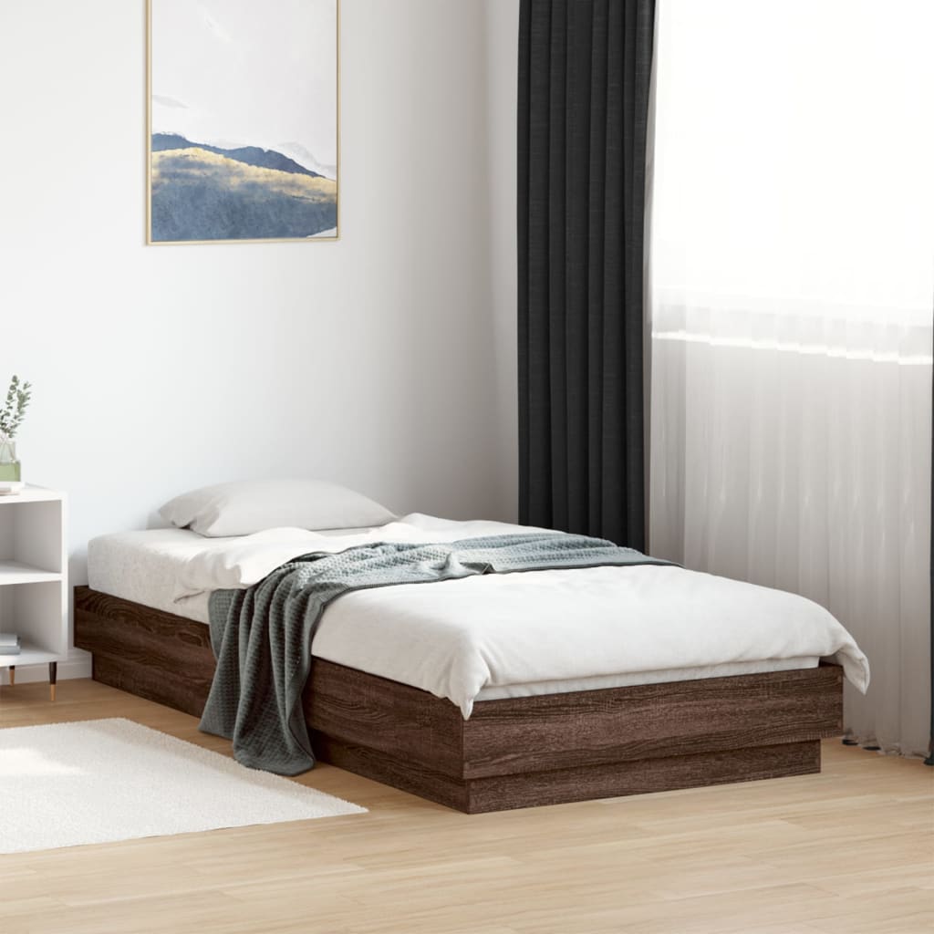 Bedframe Met Led-Verlichting Bruin Eikenkleurig 75X190 Cm
