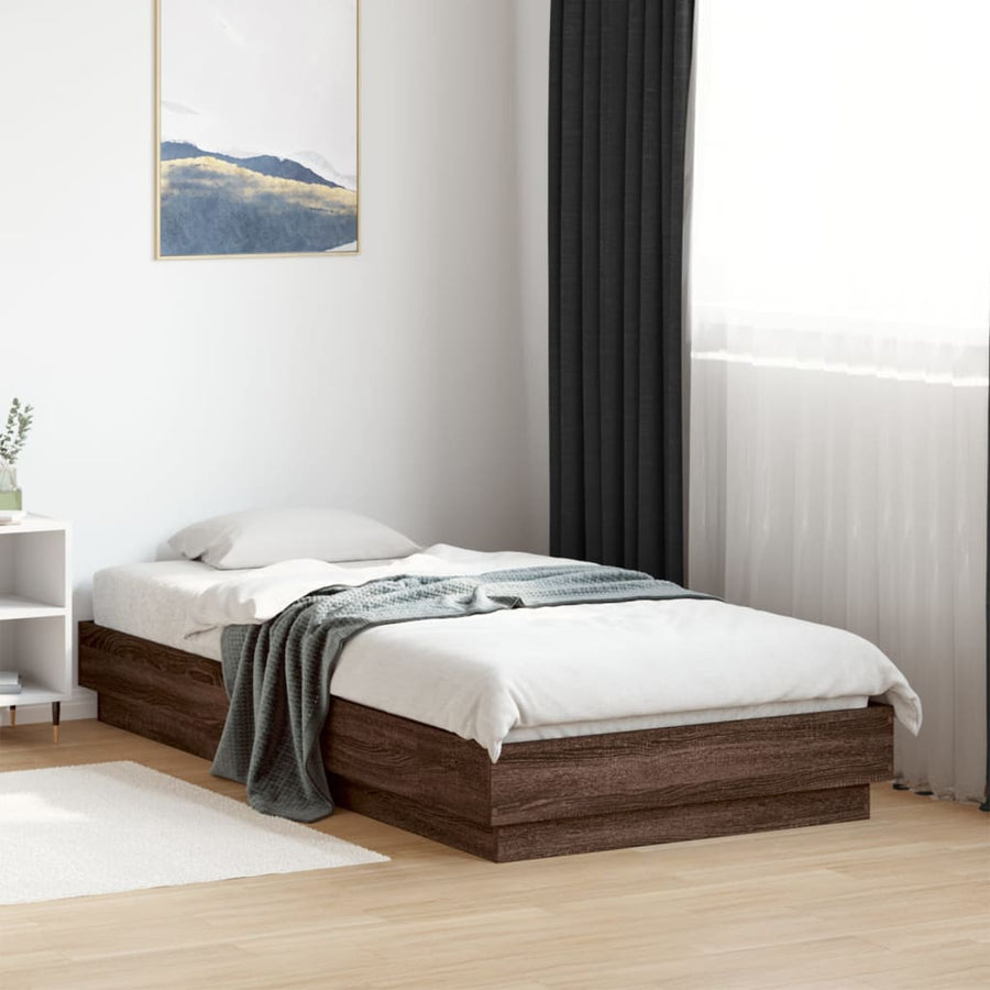 Bedframe Met Led-Verlichting Bruin Eikenkleurig 75X190 Cm