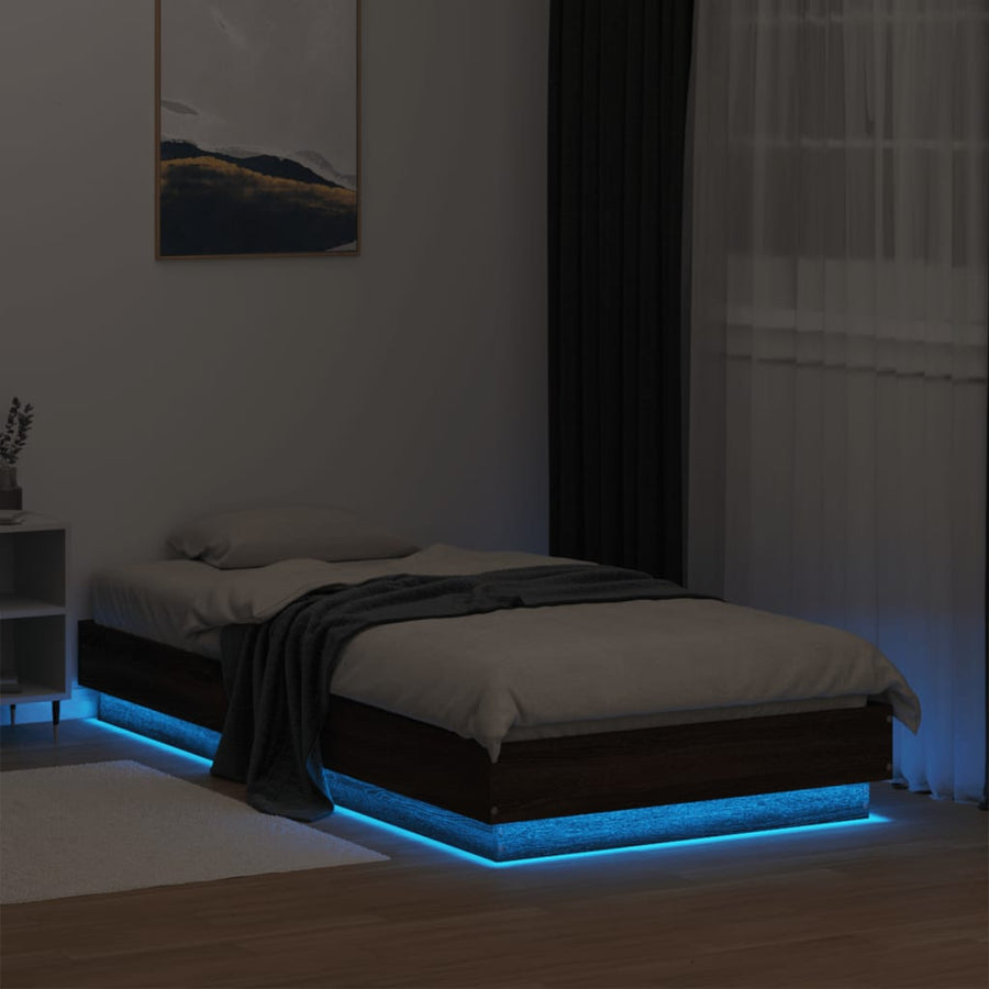 Bedframe Met Led-Verlichting Bruin Eikenkleurig 75X190 Cm