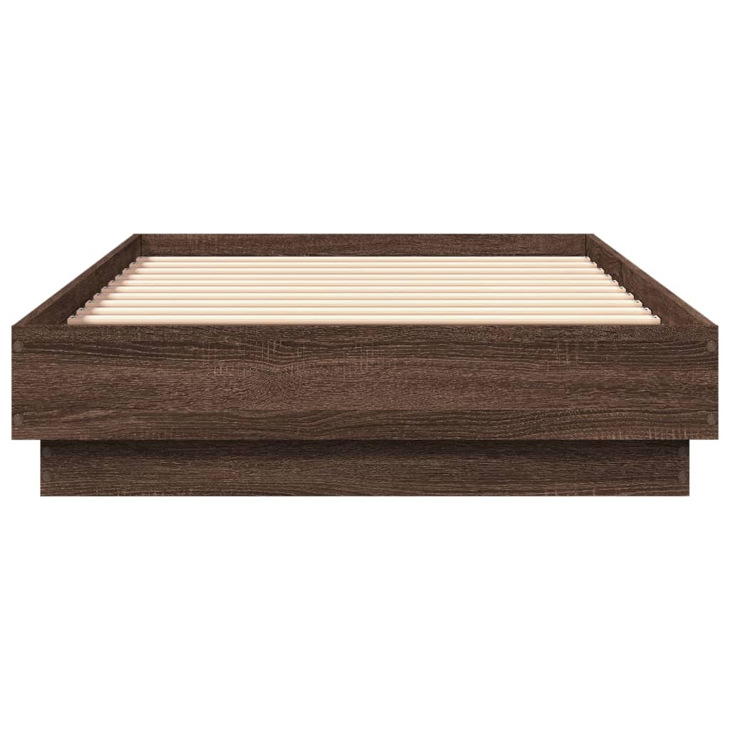 Bedframe Met Led-Verlichting Bruin Eikenkleurig 75X190 Cm