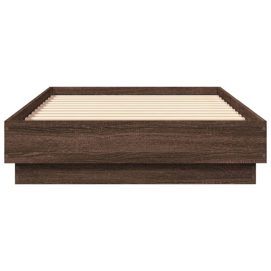Bedframe Met Led-Verlichting Bruin Eikenkleurig 75X190 Cm