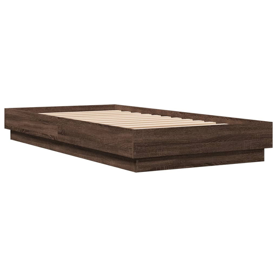 Bedframe Met Led-Verlichting Bruin Eikenkleurig 75X190 Cm