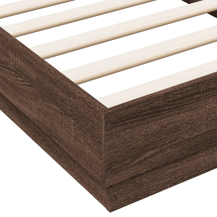 Bedframe Met Led-Verlichting Bruin Eikenkleurig 75X190 Cm