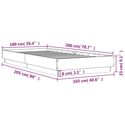 Bedframe bewerkt hout wit 100x200 cm