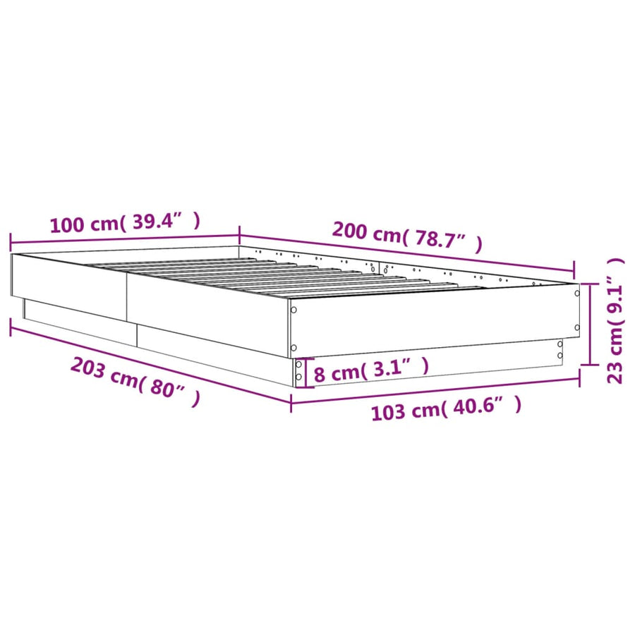 Bedframe bewerkt hout wit 100x200 cm