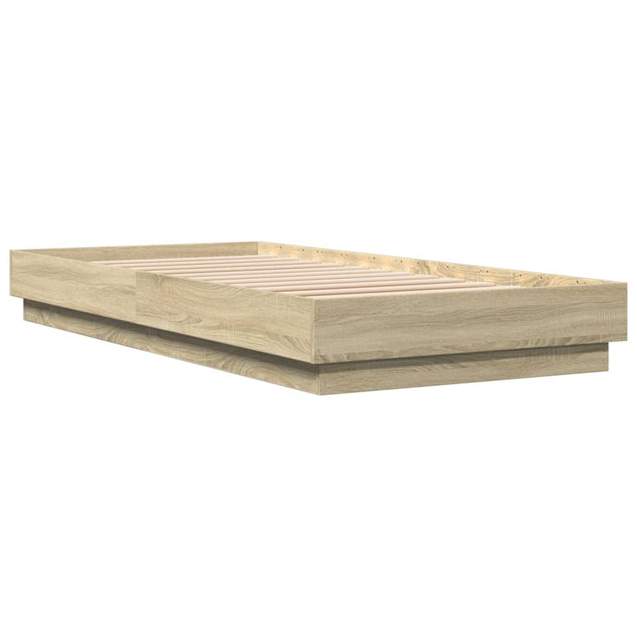 Bedframe bewerkt hout sonoma eikenkleurig 100x200 cm