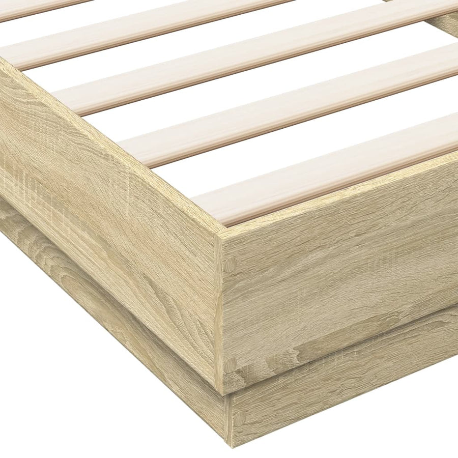 Bedframe bewerkt hout sonoma eikenkleurig 100x200 cm