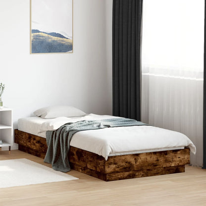 Bedframe bewerkt hout gerookt eikenkleurig 100x200 cm