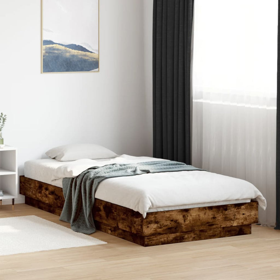 Bedframe bewerkt hout gerookt eikenkleurig 100x200 cm