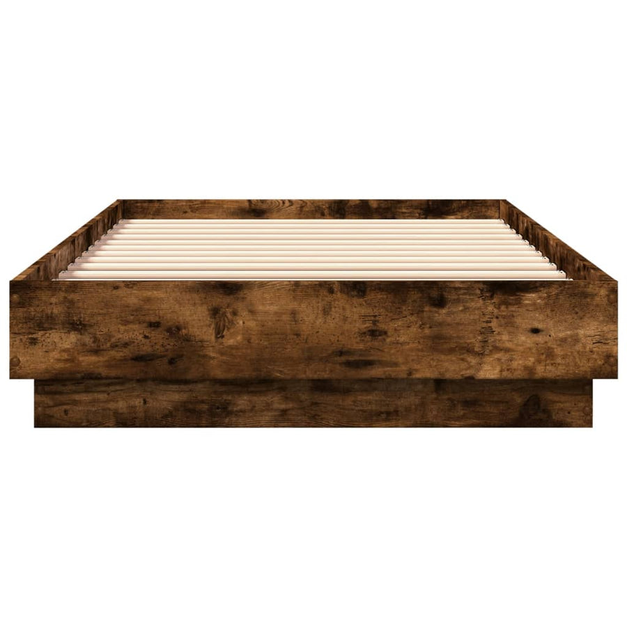 Bedframe bewerkt hout gerookt eikenkleurig 100x200 cm