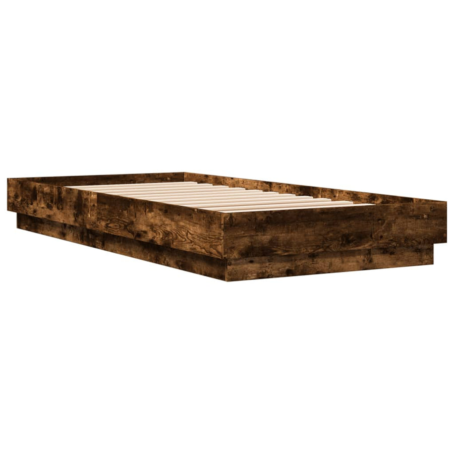 Bedframe bewerkt hout gerookt eikenkleurig 100x200 cm