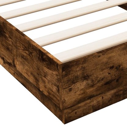 Bedframe bewerkt hout gerookt eikenkleurig 100x200 cm
