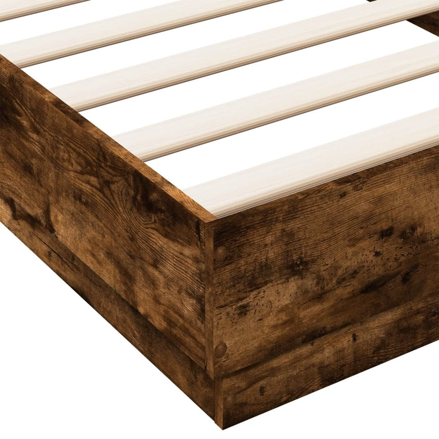 Bedframe bewerkt hout gerookt eikenkleurig 100x200 cm