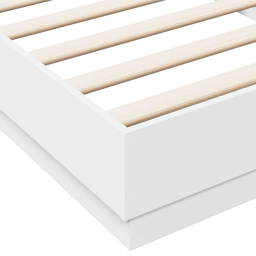 Bedframe Bewerkt Hout Wit 90X200 Cm