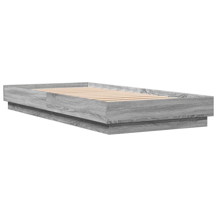 Bedframe Bewerkt Hout Grijs Sonoma Eikenkleurig 90X200 Cm