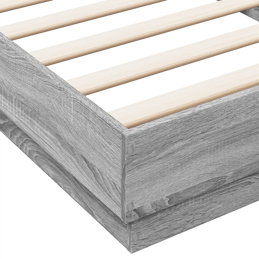 Bedframe Bewerkt Hout Grijs Sonoma Eikenkleurig 90X200 Cm