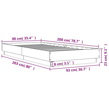 Bedframe Bewerkt Hout Grijs Sonoma Eikenkleurig 90X200 Cm