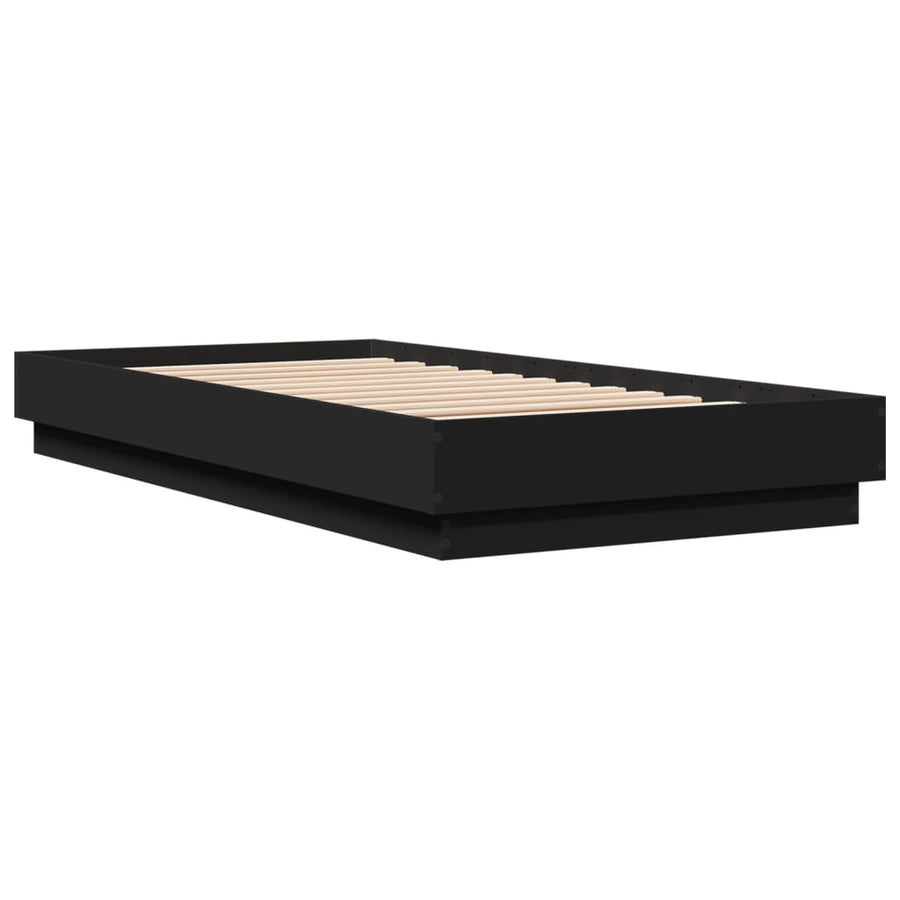 Bedframe bewerkt hout zwart 90x190 cm
