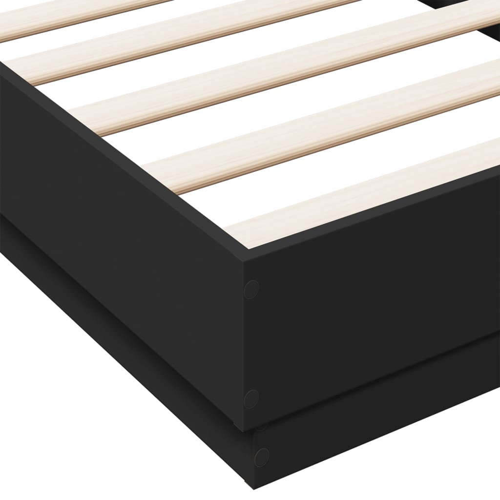 Bedframe bewerkt hout zwart 90x190 cm
