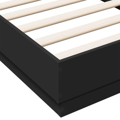 Bedframe bewerkt hout zwart 90x190 cm