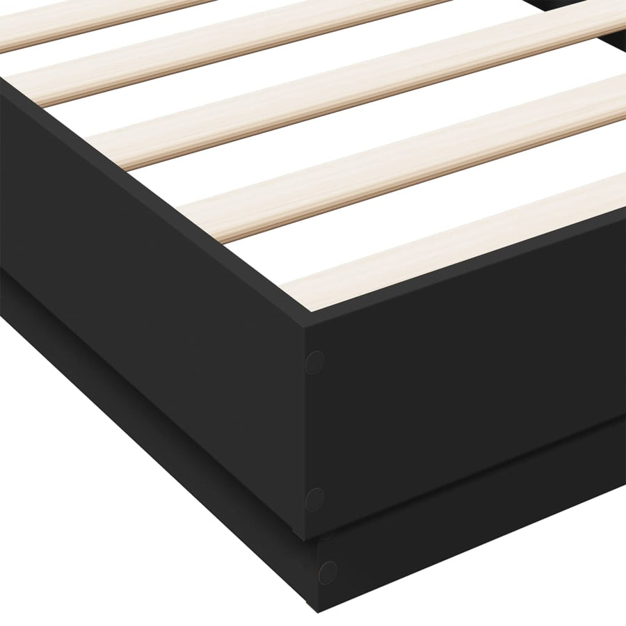 Bedframe bewerkt hout zwart 90x190 cm