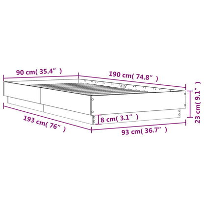 Bedframe bewerkt hout zwart 90x190 cm