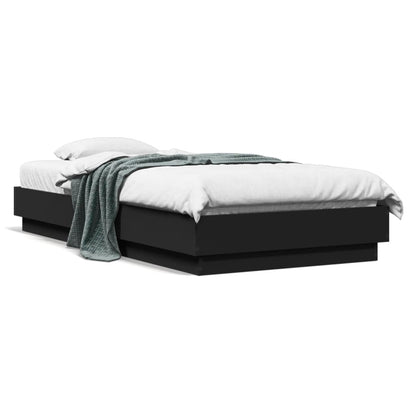Bedframe bewerkt hout zwart 90x190 cm