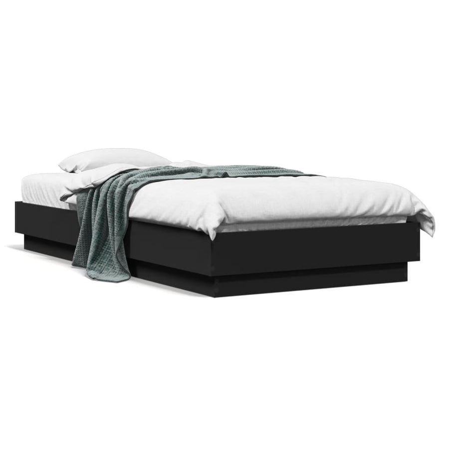 Bedframe bewerkt hout zwart 90x190 cm